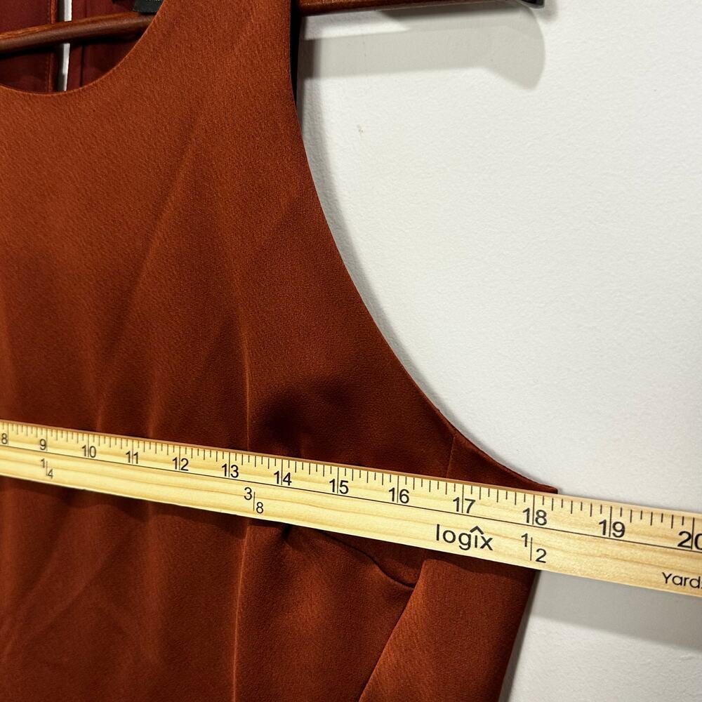 Banana Republic Bias Cut Midi Dress‎ 10 Rust Mesquite Wood UEC Asymmetric Hem - Picture 7 of 10